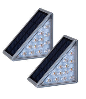 Scala Set of 2 LED Solar Outdoor Lighting Grey Dawn to Dusk Sensor 3000K IP44-1