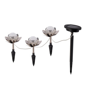 Lule Set of 3 Solar Outdoor Lighting Silver Dawn to Dusk Sensor 2800-3200K IP44-1