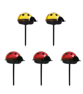 Ladybug Set of 5 Solar Outdoor Lighting Multi Colour Dawn to Dusk Sensor 10000-12000K IP44-1
