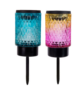 Mila Set of 2 LED Solar Outdoor Lighting Multi Colour Dawn to Dusk Sensor 2800-3200K IP44-1