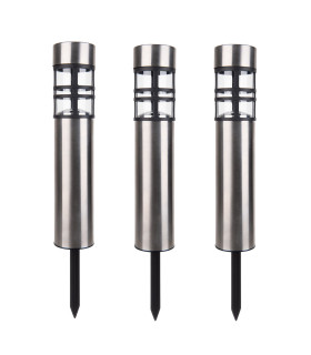 Bobby Set of 3 Solar Outdoor Spike Steel-Blank Dawn to Dusk Sensor 2800-3200K IP44-1