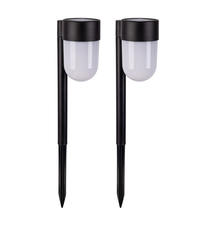 Sina Set of 2 Solar Outdoor Spike Black Dawn to Dusk Sensor 2700-3000K IP44-1