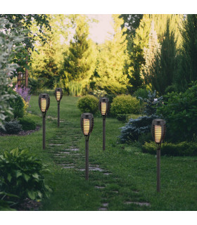 Fanilo Set of 5 LED Solar Outdoor Spike Black IP44-2