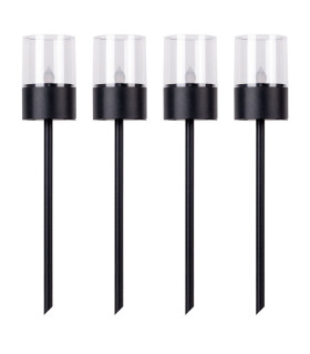 Naeve Set of 4 LED Solar Outdoor Spike Black Dawn to Dusk Sensor IP44-1