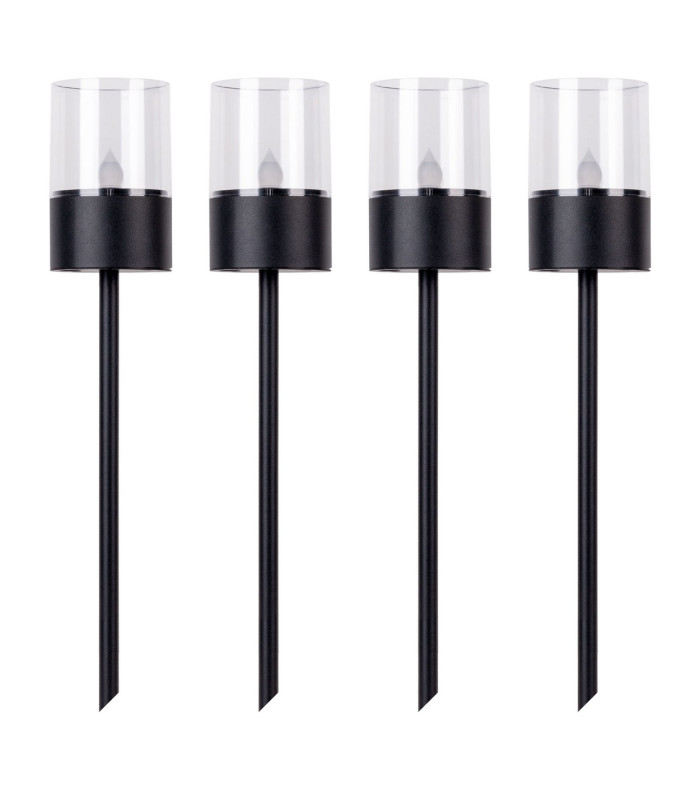 Naeve Set of 4 LED Solar Outdoor Spike Black Dawn to Dusk Sensor IP44-1