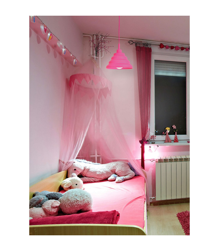 Cara Dome Pendant Ceiling Light Pink 1xE27-2