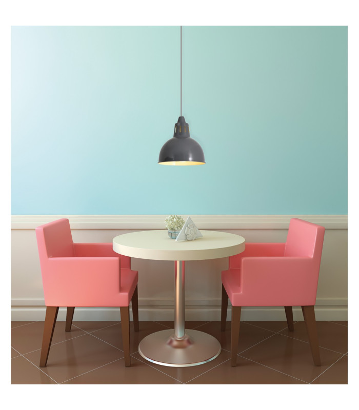Desira Dome Pendant Ceiling Light Grey 1xE27-3