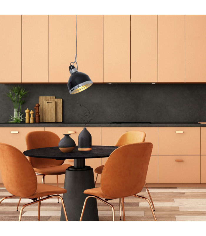 Cottage Dome Pendant Ceiling Light Black-2