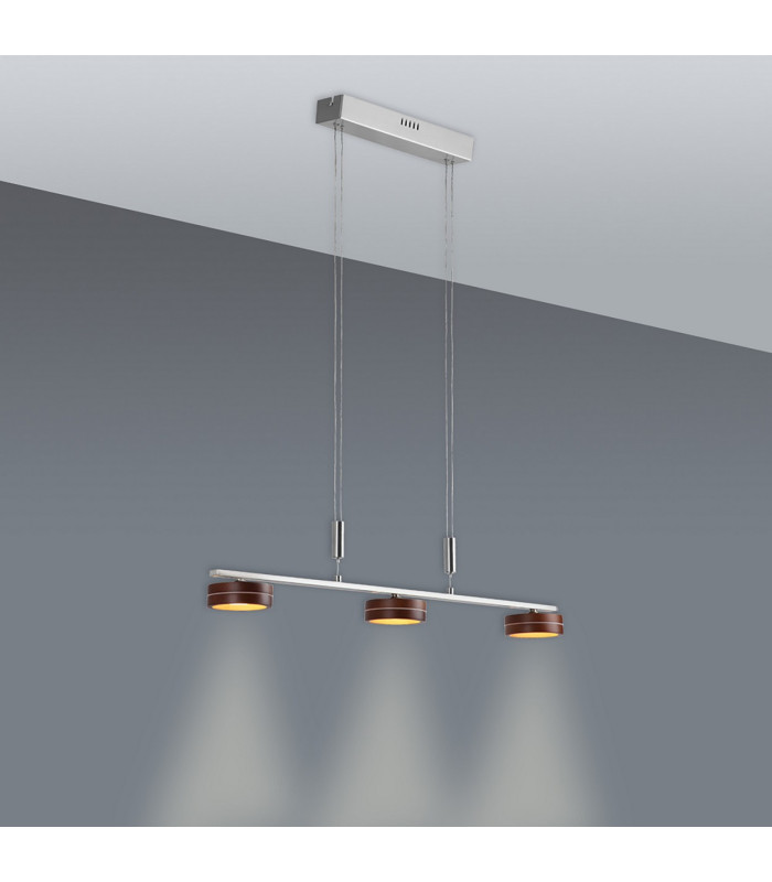 Triberg Dimmable LED Bar Pendant Ceiling Light Brown 3000K-2