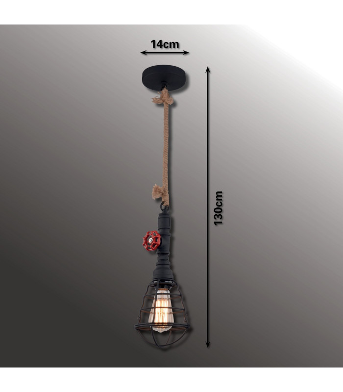 Regia Pendant Ceiling Light Black 1xE27-4