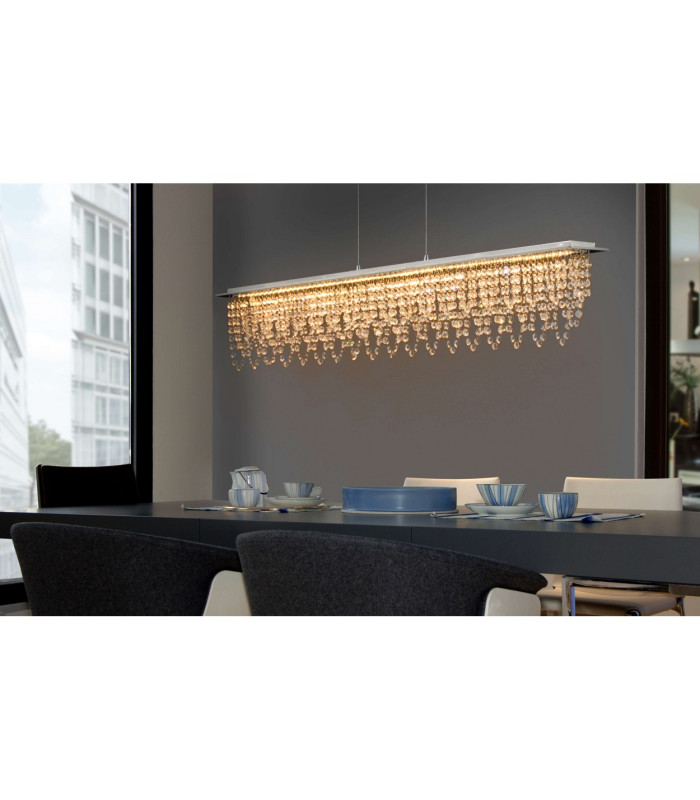 Diamonds Dimmable LED Bar Pendant Ceiling Light Chrome 3000-6500K Remote Control-3