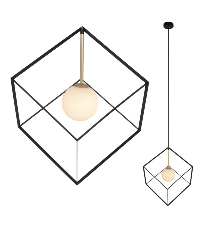Cadre Wire Frame Pendant Ceiling Light Black 1xG9-6