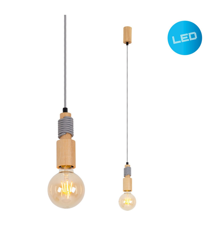 Bento Dimmable Slim Pendant Ceiling Light Nature 1xE27 2200K-5