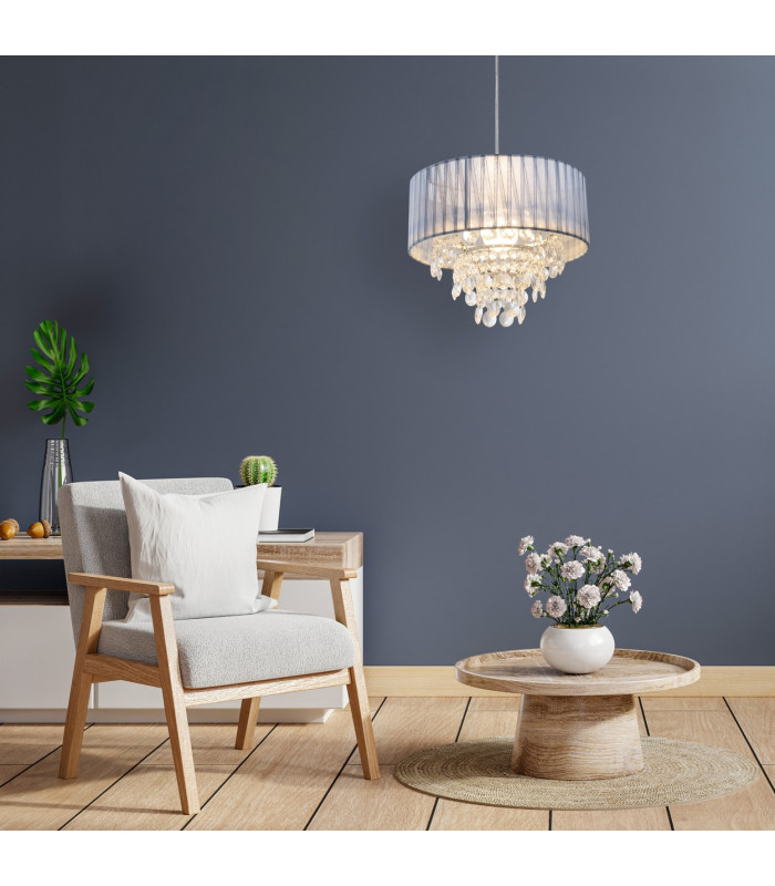 Kristallo Pendant Ceiling Light Grey 1xE27-3