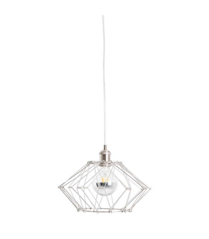 Fyn Wire Frame Pendant Ceiling Light Silver 1xE27-4