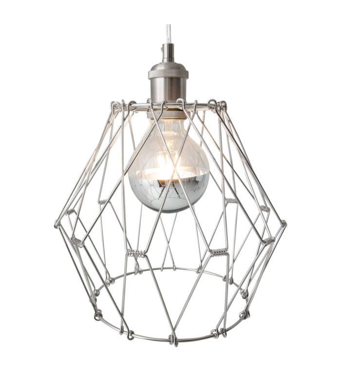 Fyn Wire Frame Pendant Ceiling Light Silver 1xE27-7