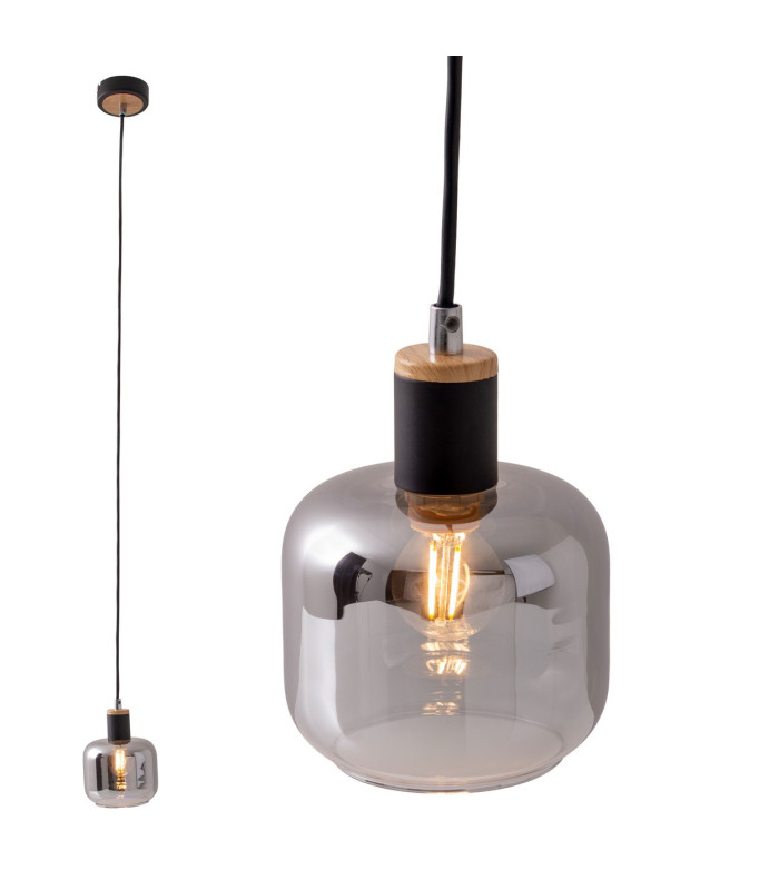 Fumoso Slim Pendant Ceiling Light Black 1xE14-5
