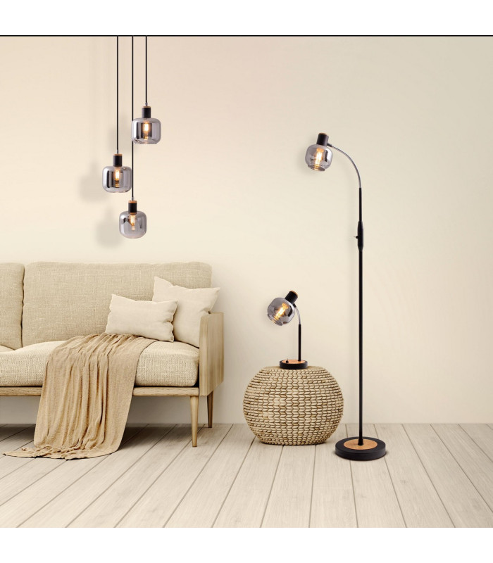 Fumoso Cluster Pendant Ceiling Light Black 3xE14-3
