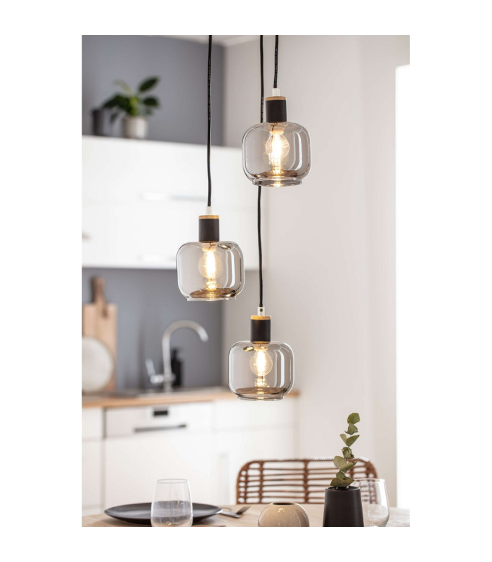 Fumoso Cluster Pendant Ceiling Light Black 3xE14-4