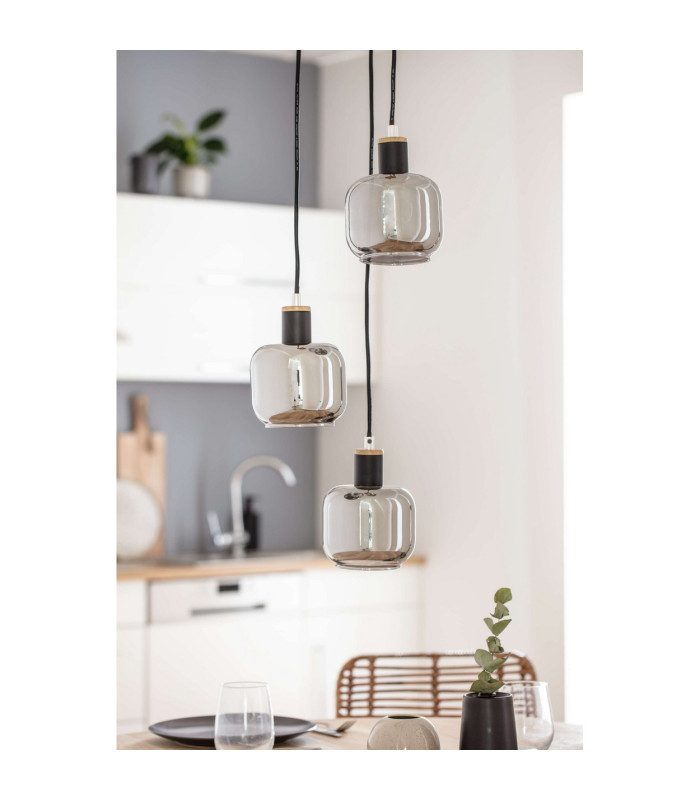 Fumoso Cluster Pendant Ceiling Light Black 3xE14-5