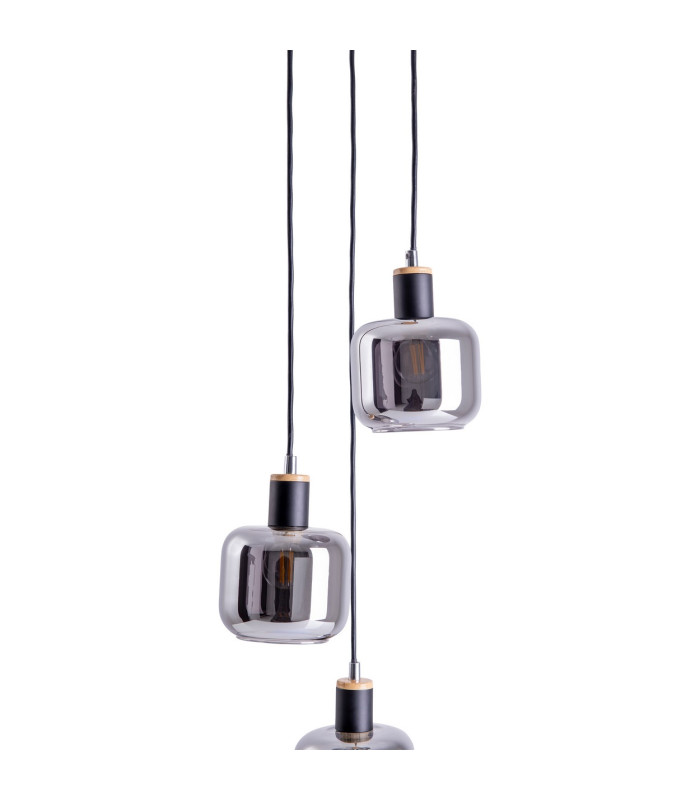 Fumoso Cluster Pendant Ceiling Light Black 3xE14-9