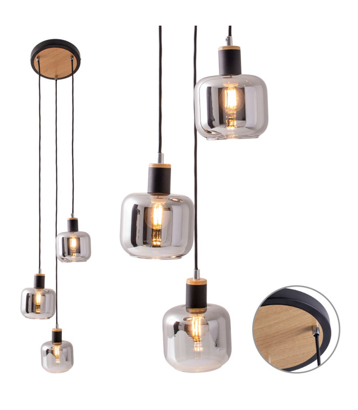 Fumoso Cluster Pendant Ceiling Light Black 3xE14-11