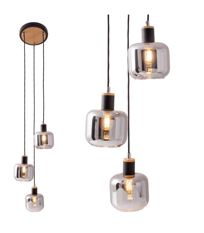 Fumoso Cluster Pendant Ceiling Light Black 3xE14-12