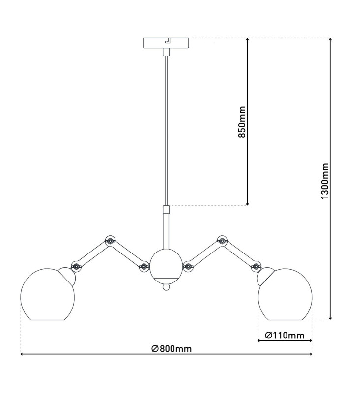 Soito Multi Arm Pendant Ceiling Light Black-5