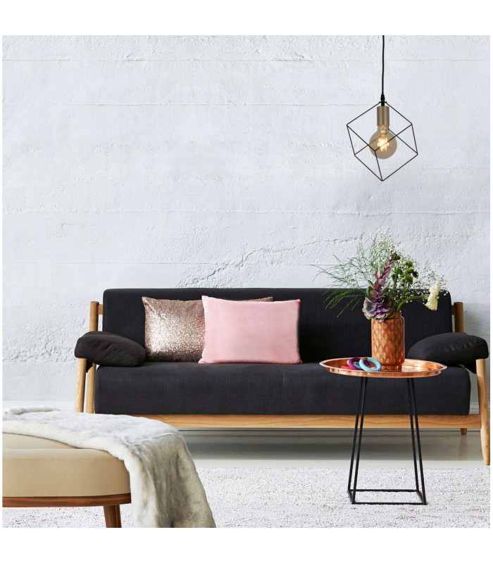Canto Wire Frame Pendant Ceiling Light Black 1xE27-2