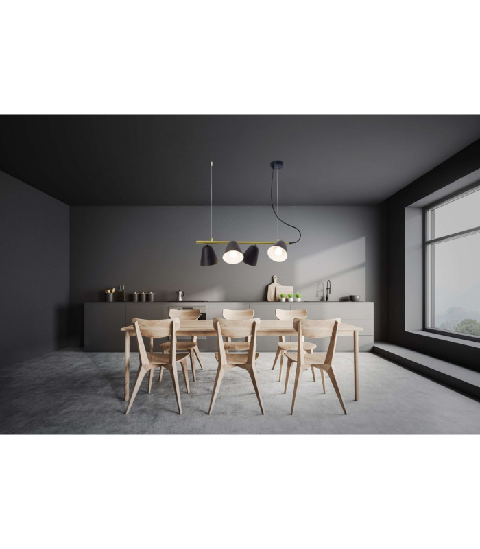 Triton Bar Pendant Ceiling Light Black 4xE27-3