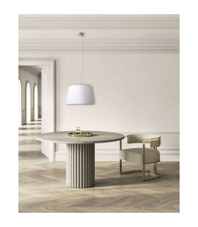 Bologna Cylindrical Pendant Ceiling Light Beige 1xE27 Brass Rose-2