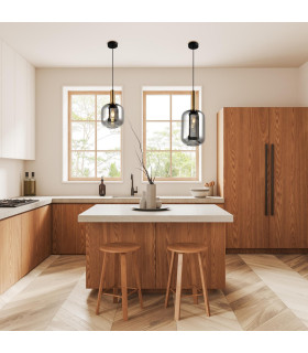 Fumo Tall Slim Pendant Ceiling Light Black 1xE27-2