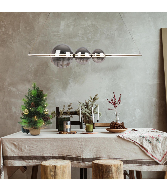 Nova Dimmable LED Triple Pendant Ceiling Light Chrome 3000K-3