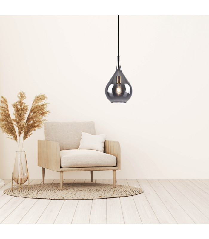Gota 25cm Dome Pendant Ceiling Light Black 1xE27-2