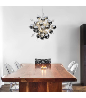 Explosion 65cm Spherical Pendant Ceiling Light Chrome 10xG9-2
