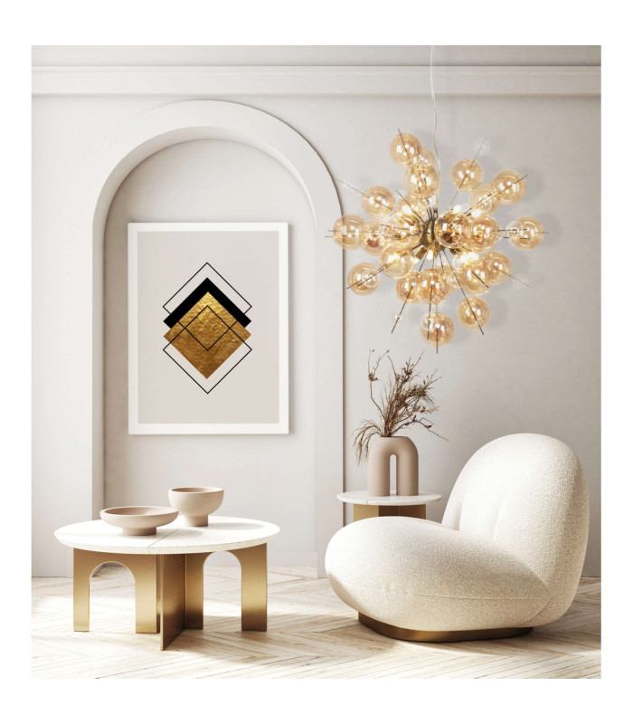 Explosion 65cm Spherical Pendant Ceiling Light Amber 10xG9-3