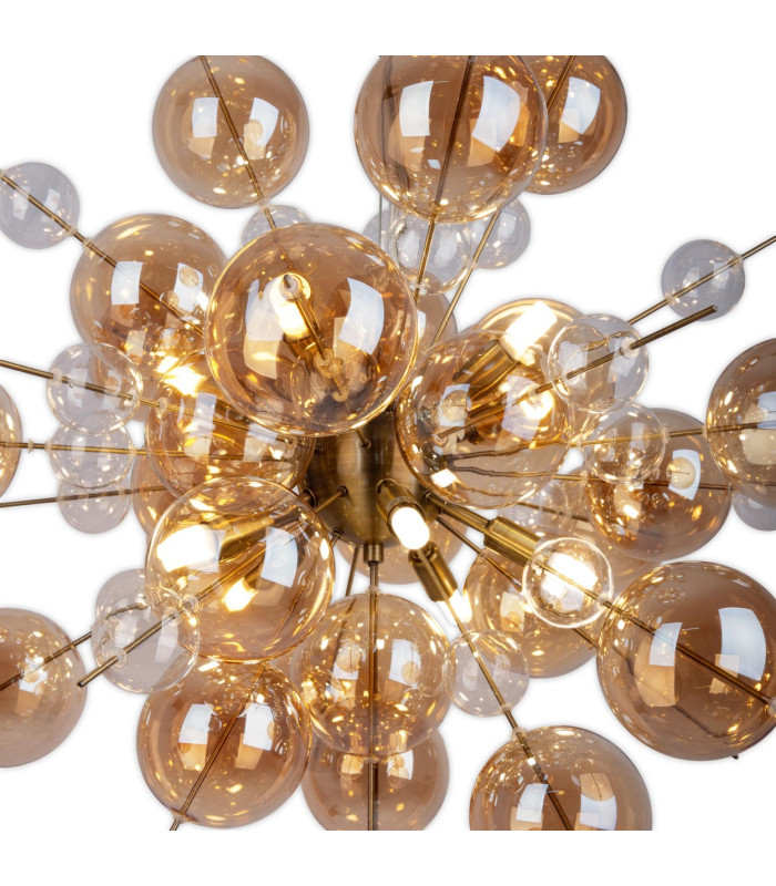 Explosion 65cm Spherical Pendant Ceiling Light Amber 10xG9-12