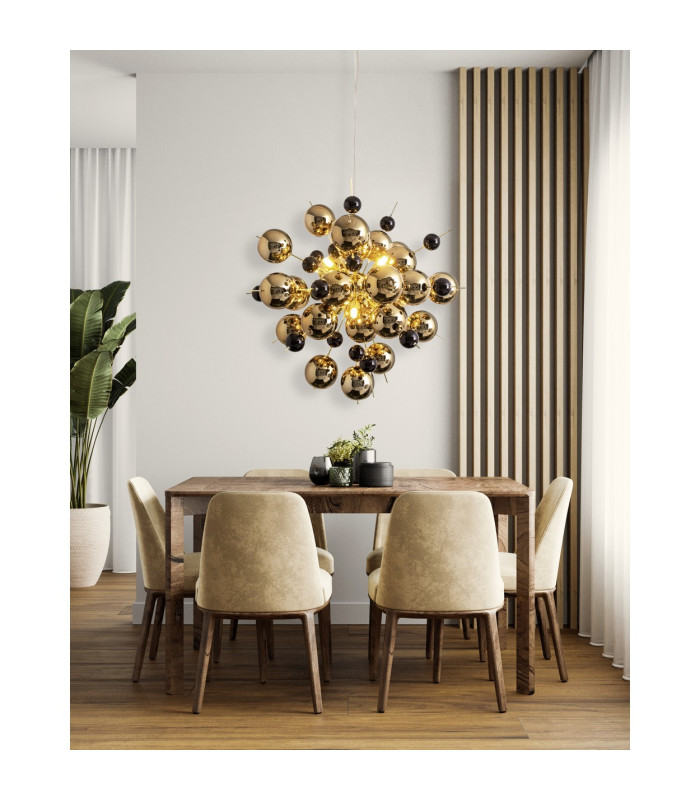 Explosion 65cm Spherical Pendant Ceiling Light Gold 10xG9-6