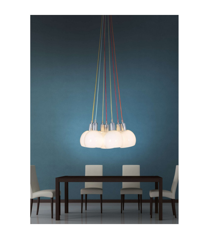 Rainbow-Bowl Cluster Pendant Ceiling Light White 1xE14-3
