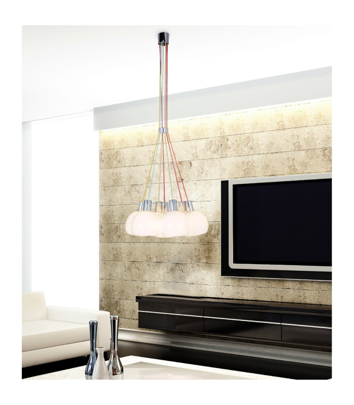 Rainbow-Bowl Cluster Pendant Ceiling Light White 1xE14-4