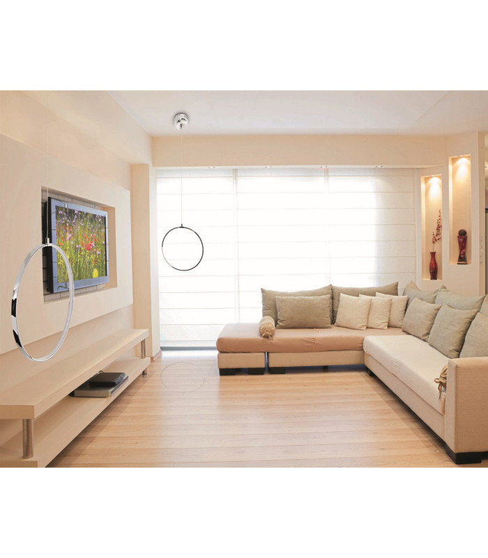 Loop Line LED Ring Pendant Ceiling Light Chrome 3000K-2