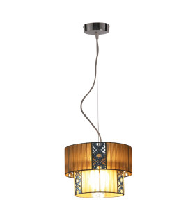 Pori Cylindrical Pendant Ceiling Light Brown 1xE27-1