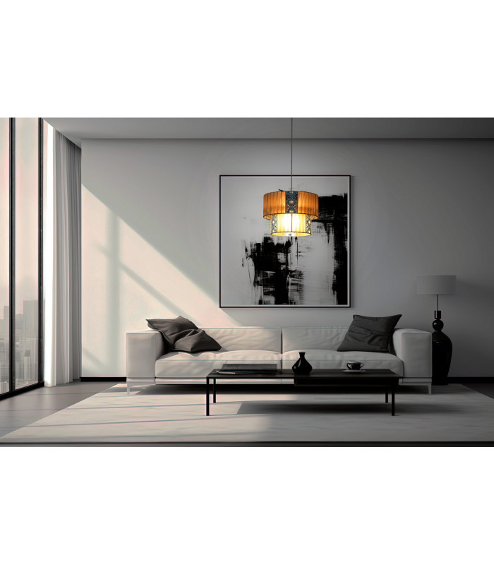 Pori Cylindrical Pendant Ceiling Light Brown 1xE27-2