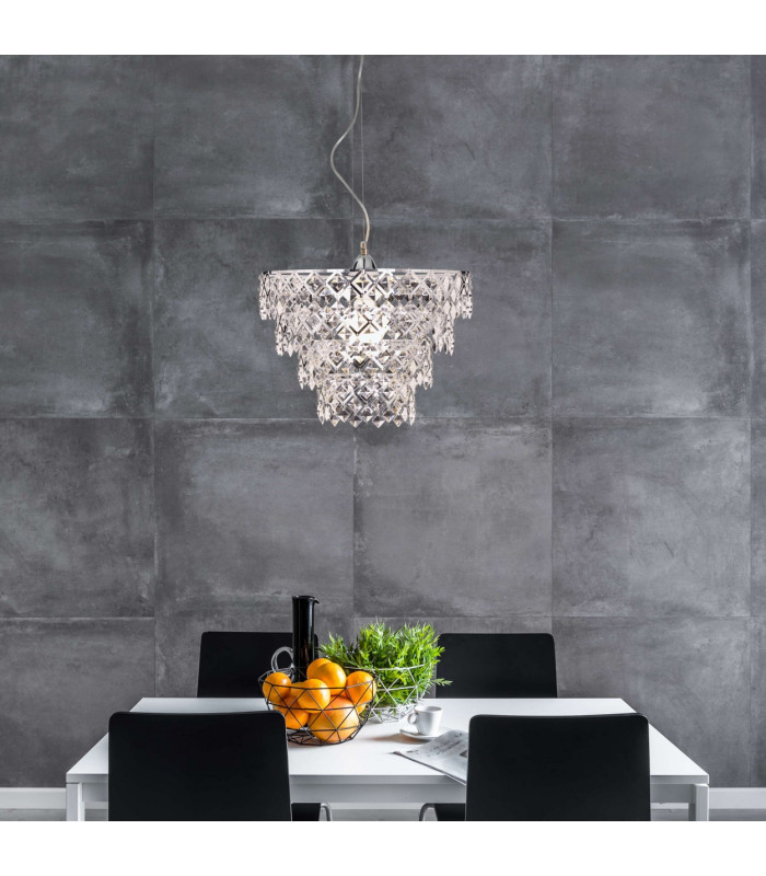 Fancy 38cm Pendant Ceiling Light Chrome 1xE27-3