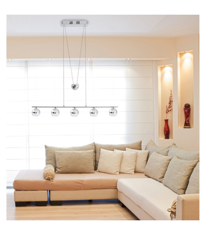 Sphere LED Bar Pendant Ceiling Light Chrome 3000K-3