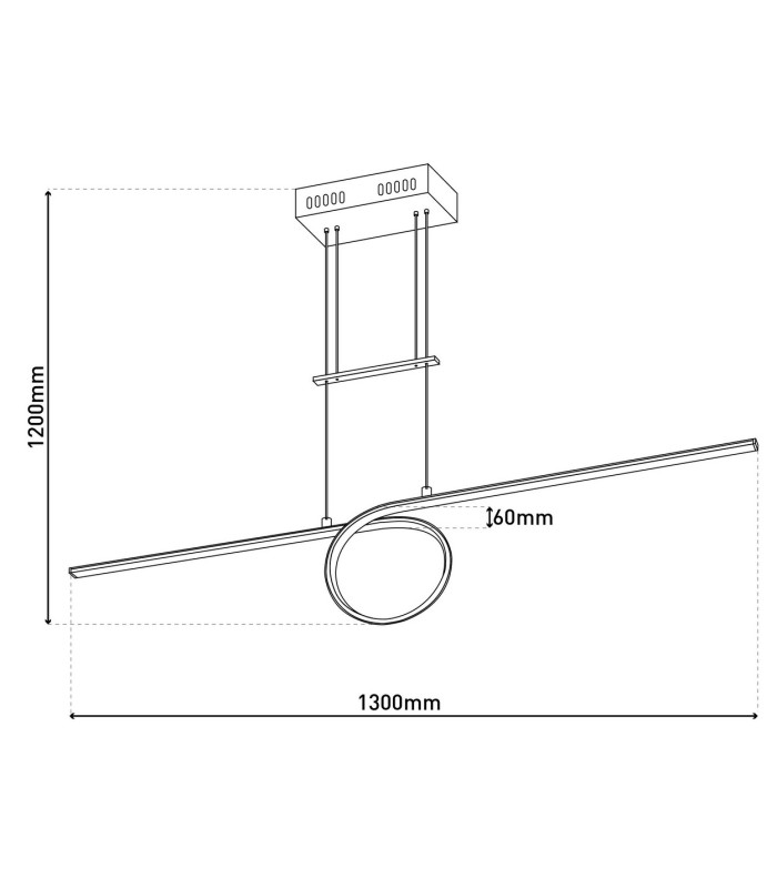 Loop Line LED Bar Pendant Ceiling Light Chrome 3000K-4