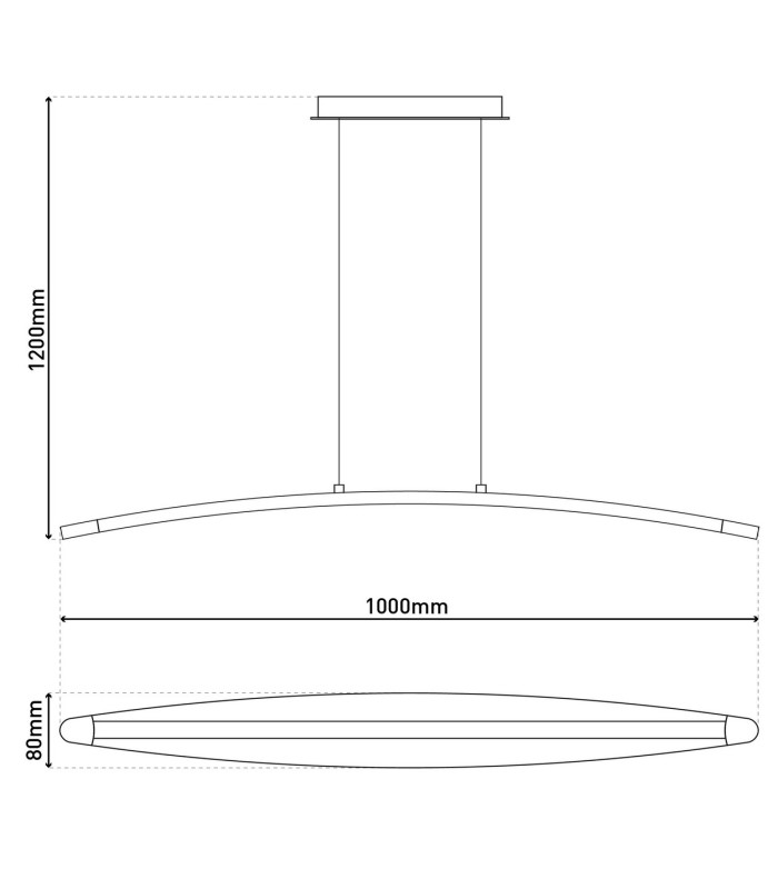 Surf Dimmable LED Bar Pendant Ceiling Light Chrome 3000K-3