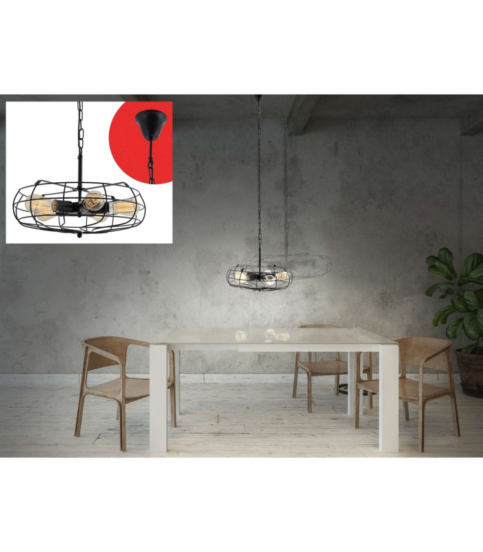 Alex Wire Frame Pendant Ceiling Light Black 5xE27-3