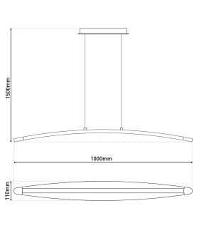 Bow Dimmable LED Bar Pendant Ceiling Light Chrome 3000K-2