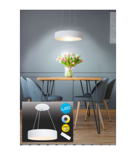 Carla Dimmable LED 45cm Cylindrical Pendant Ceiling Light White 2700-6000K Remote Control-2